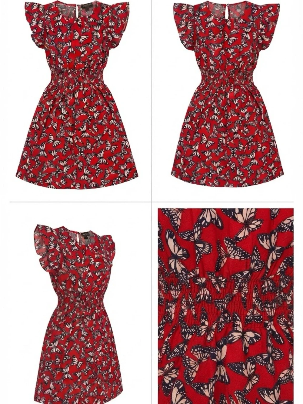 Kate Spade New York Red Floral Ruffle-Trim Mini Dress Size Medium